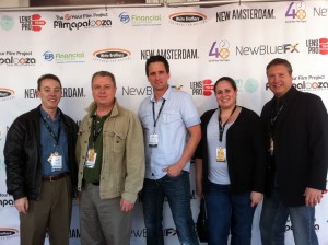 Left to right: Cameron Meier, TL Westgate, Hans Christianson, co-writer Michelle Bretana and fellow Orlando filmmaker Dale Metz, on the red carpet at Filmapalooza